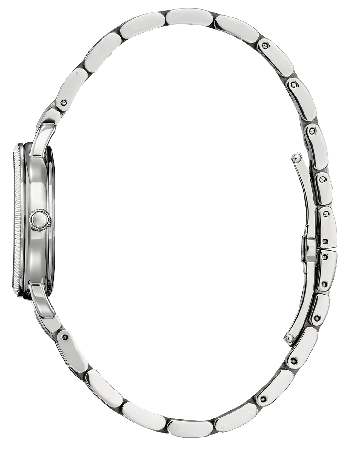 Classic Coin Edge Silver-Tone Dial Stainless Steel Bracelet EM1050
